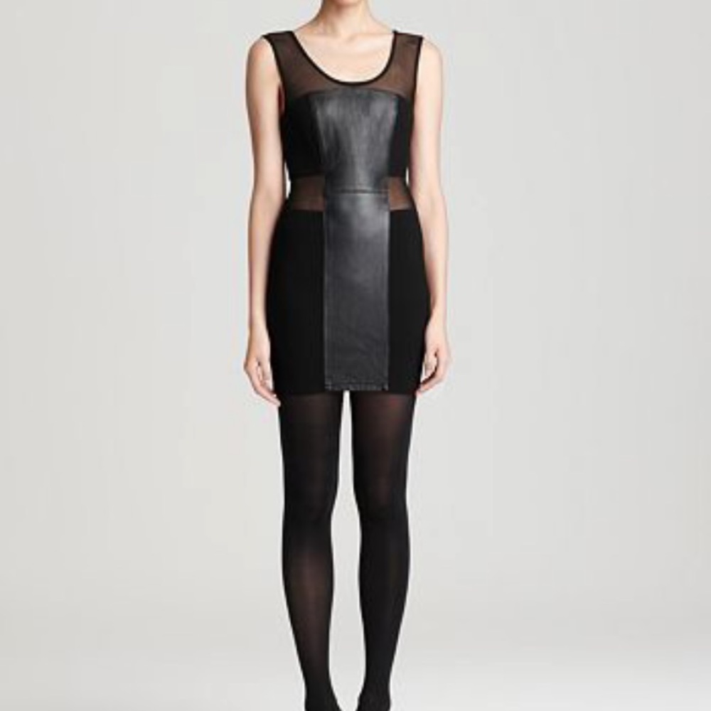 Leather Front Panel Dress
